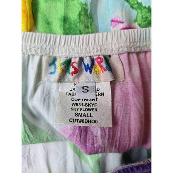 Jams World Sky Flower Ruffle Tiered Skirt Multicolor Art to Wear Boho Summer - Picture 4 of 9